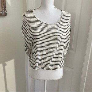 Mouchette Top Striped Drape Sleeves Scoop Neck Boxy Sz XS
